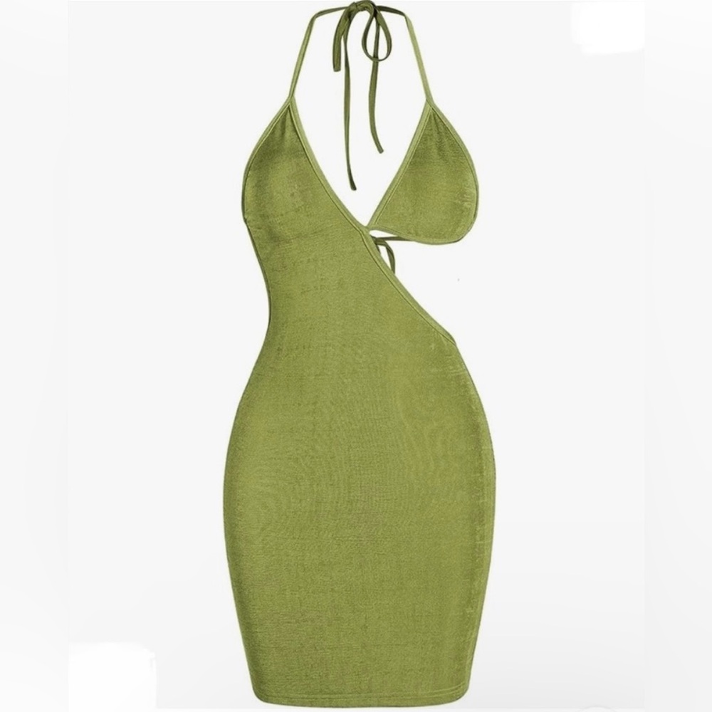 Zaful Olive Backless Halter Dress
